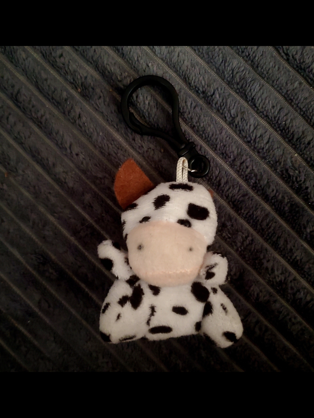 Cute Black & White Cow Plush Keychain